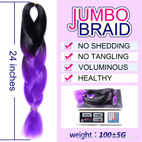 24" 100g attachment Synthetic Expression Braiding Bulk  Hair  jumbo braiding hair light brown Crochet Braids Expression